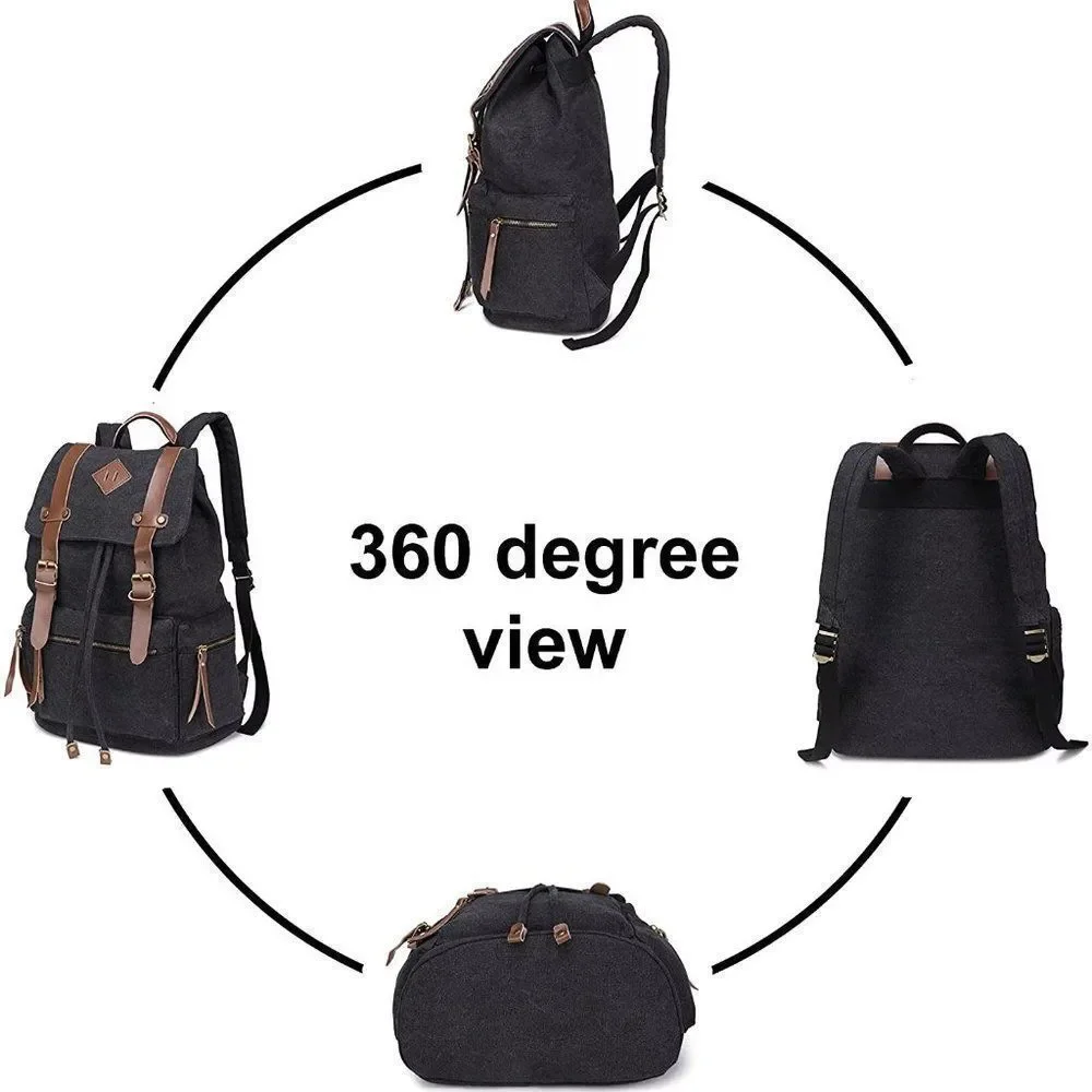 Queenie - Canvas Causal Daypack Laptop Backpack College Campus School Bag *NEW* - Picture 5 of 6